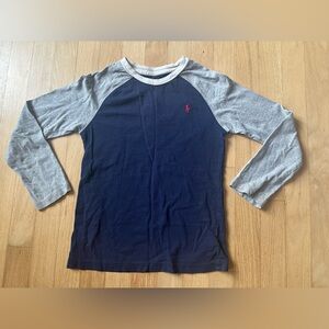 Polo by Ralph Lauren Navy and Gray Long Sleeve Tee “six seven” on back sz 6/7